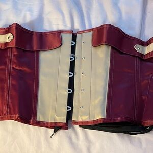 Elegant Burgundy and Cream Shapewear Corset
